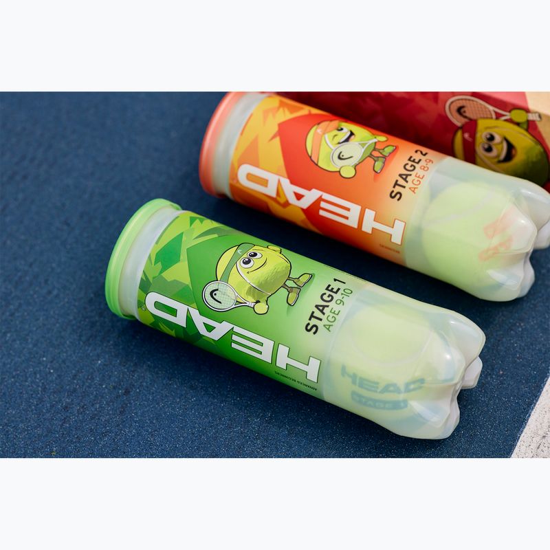 HEAD Stage 1 дитячі тенісні м'ячики 3 шт зелені. 5