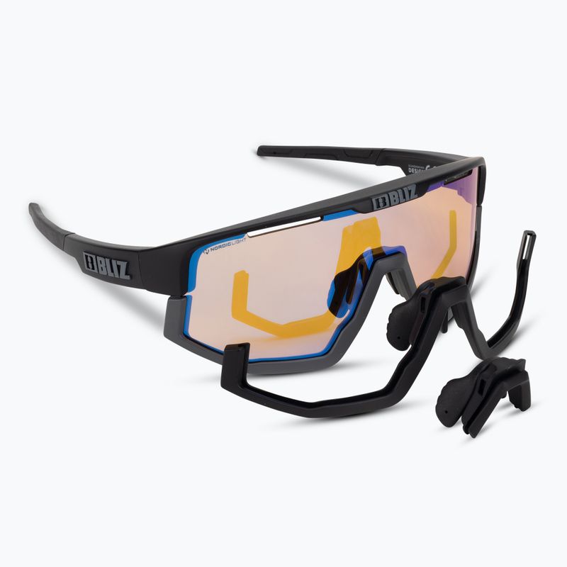 Велосипедні окуляри Bliz Vision Nano Optics Nordic Light S2 матові чорні/світло-коралові/помаранчево-сині