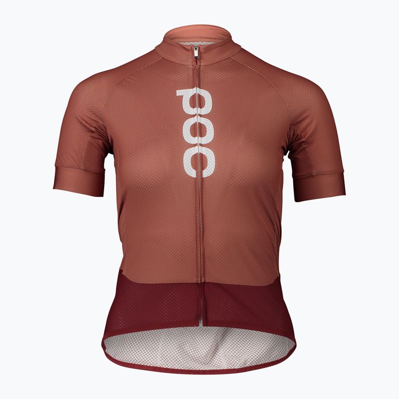 Велофутболка жіноча POC Essential Road Logo himalayan salt/garnet red 5