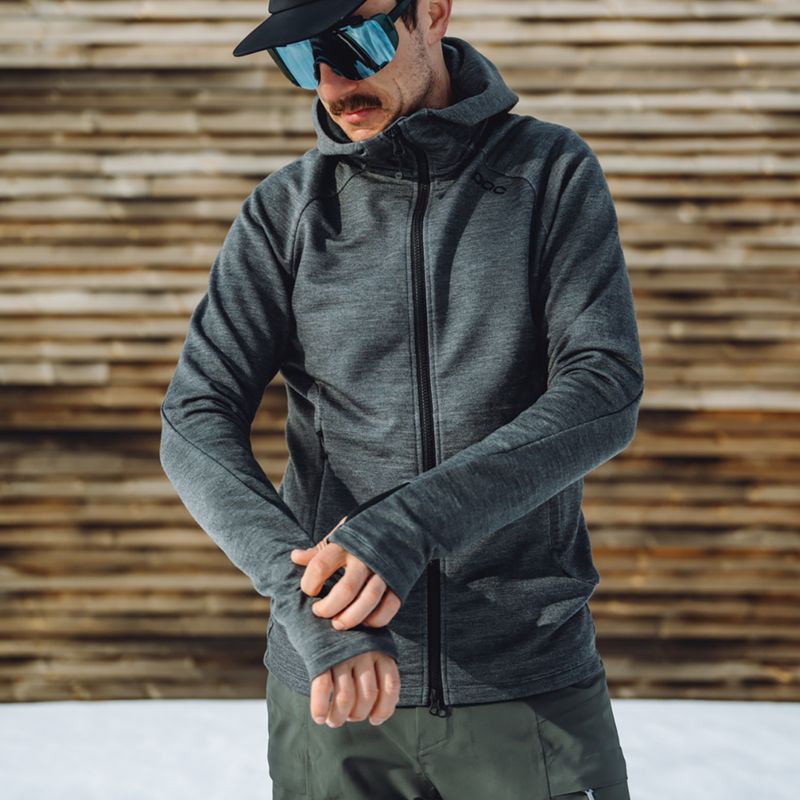 Кофта трекінгова чоловіча POC Merino Zip Hood sylvanite grey melange 7