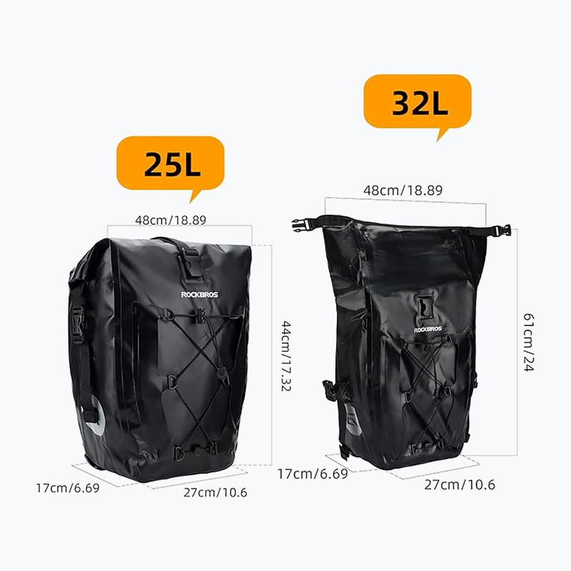 Сумки велосипедні Rockbros 30140022001 Bicycle Pannier Bag 2pcs black 3