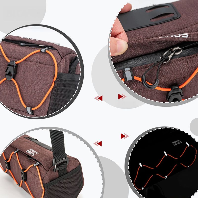 Сумка велосипедна на кермо Rockbros 30110054 Bike Front Bag 2,2 l brown 3