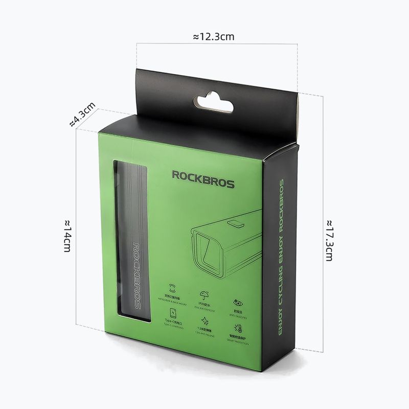 Ліхтарик велосипедний передній Rockbros RHL1500 black 4