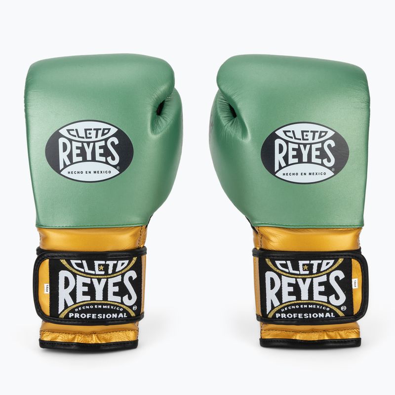 Боксерські рукавички Cleto Reyes Velcro Sparring металеві зелені / золоті wbc 2