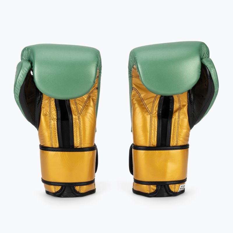 Боксерські рукавички Cleto Reyes Velcro Sparring металеві зелені / золоті wbc 3