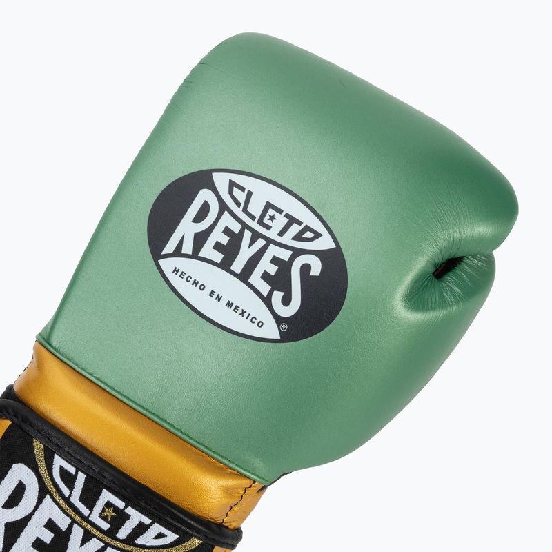 Боксерські рукавички Cleto Reyes Velcro Sparring металеві зелені / золоті wbc 5