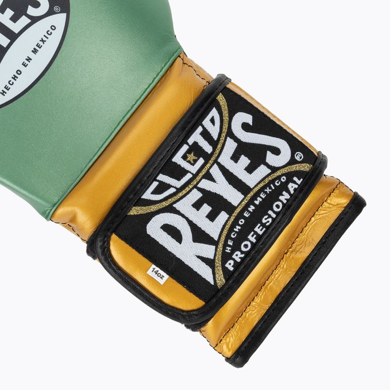 Боксерські рукавички Cleto Reyes Velcro Sparring металеві зелені / золоті wbc 6