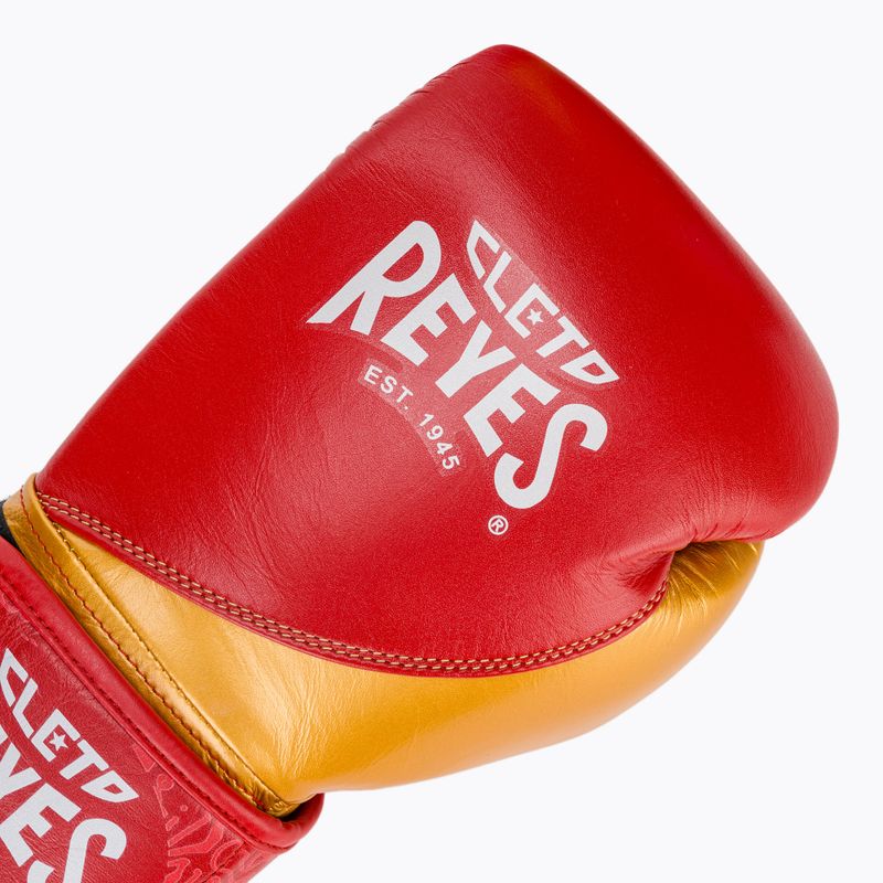 Високоточні тренувальні шкіряні боксерські рукавички Cleto Reyes червоні/золоті 5
