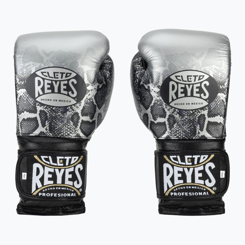 Боксерські рукавички Cleto Reyes Velcro Sparring сріблясто-чорні на липучках 2