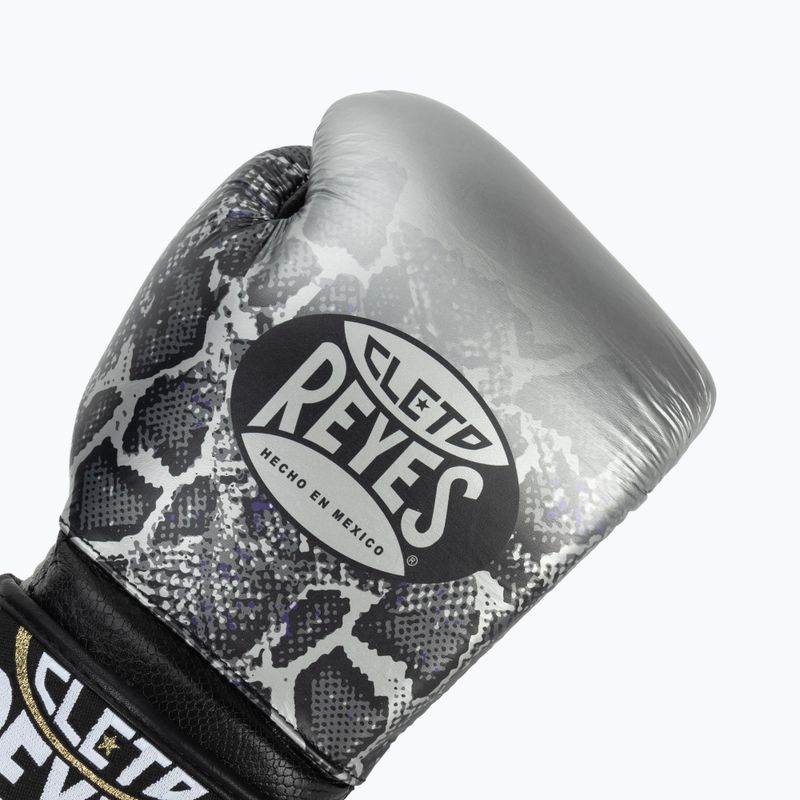 Боксерські рукавички Cleto Reyes Velcro Sparring сріблясто-чорні на липучках 5