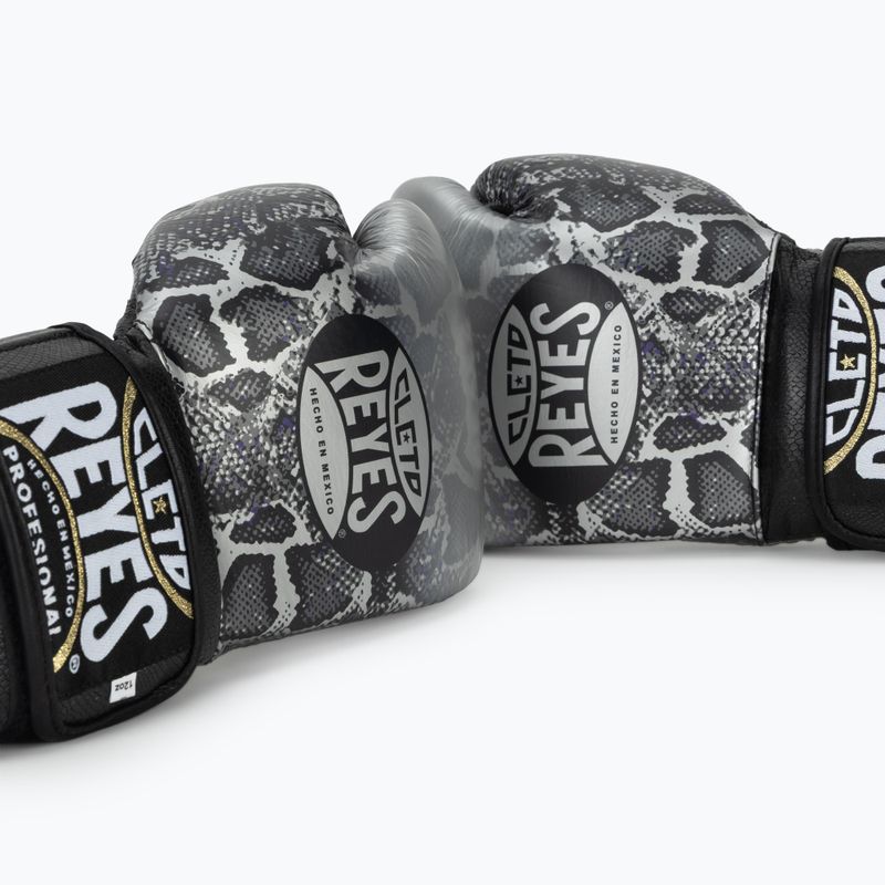 Боксерські рукавички Cleto Reyes Velcro Sparring сріблясто-чорні на липучках 7