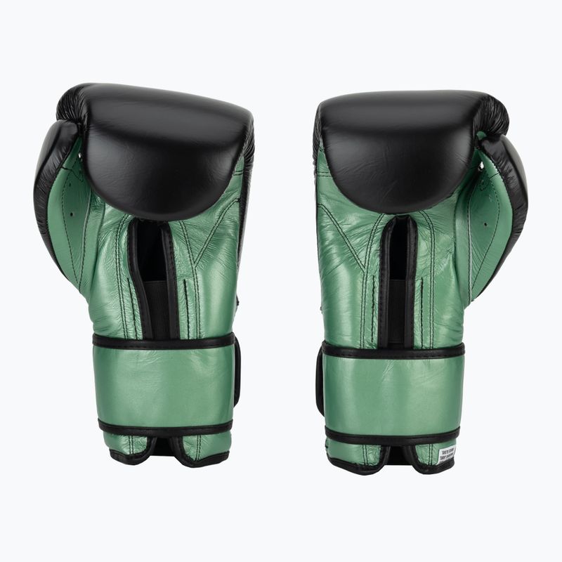 Боксерські рукавички Cleto Reyes Velcro Sparring зелені металік / чорні боксерські рукавички 2