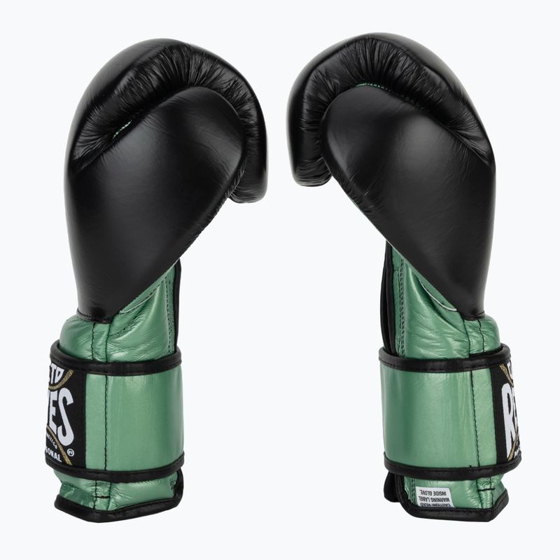 Боксерські рукавички Cleto Reyes Velcro Sparring зелені металік / чорні боксерські рукавички 3