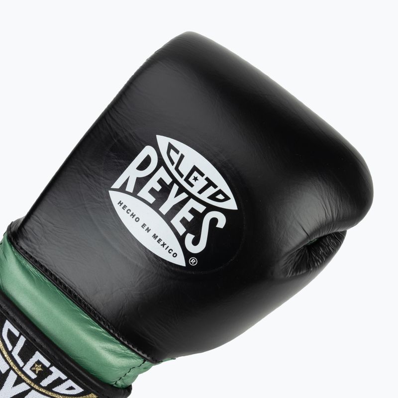 Боксерські рукавички Cleto Reyes Velcro Sparring зелені металік / чорні боксерські рукавички 4