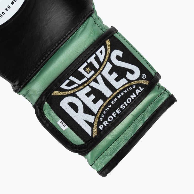 Боксерські рукавички Cleto Reyes Velcro Sparring зелені металік / чорні боксерські рукавички 5
