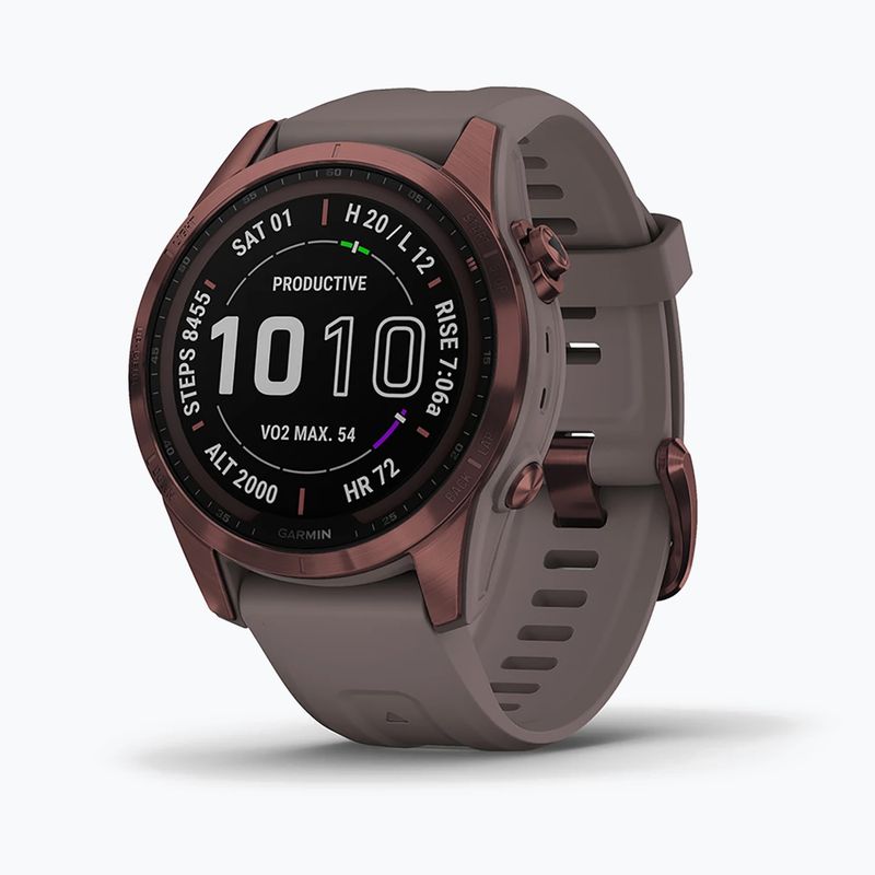 Годинник Garmin Fenix 7S Sapphire Solar Hrm Elevate Ox коричневий 010-02539-29