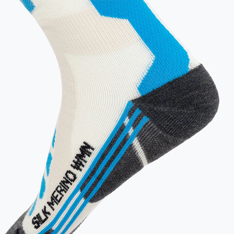 Жіночі лижні шкарпетки X-Socks Ski Silk Merino 4.0 білі/чорні/бірюзові 4