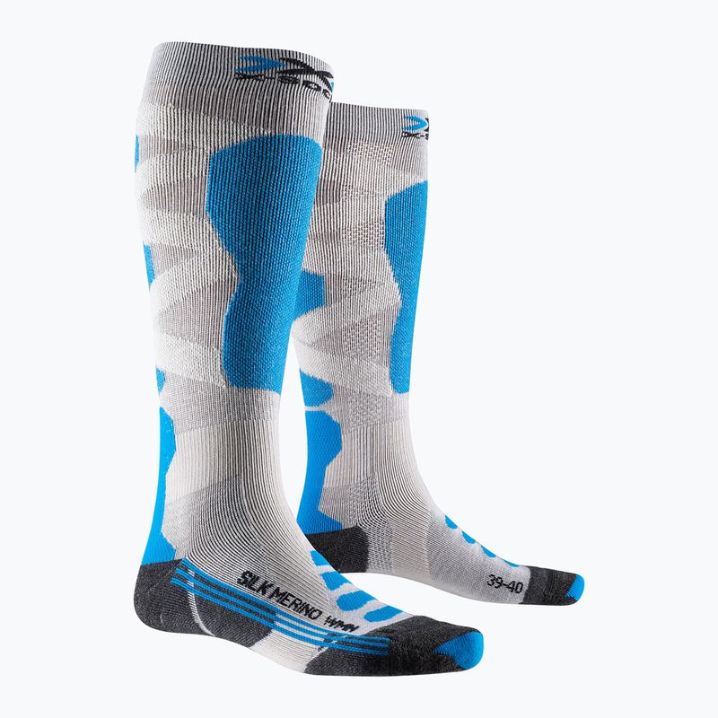 Жіночі лижні шкарпетки X-Socks Ski Silk Merino 4.0 білі/чорні/бірюзові 5
