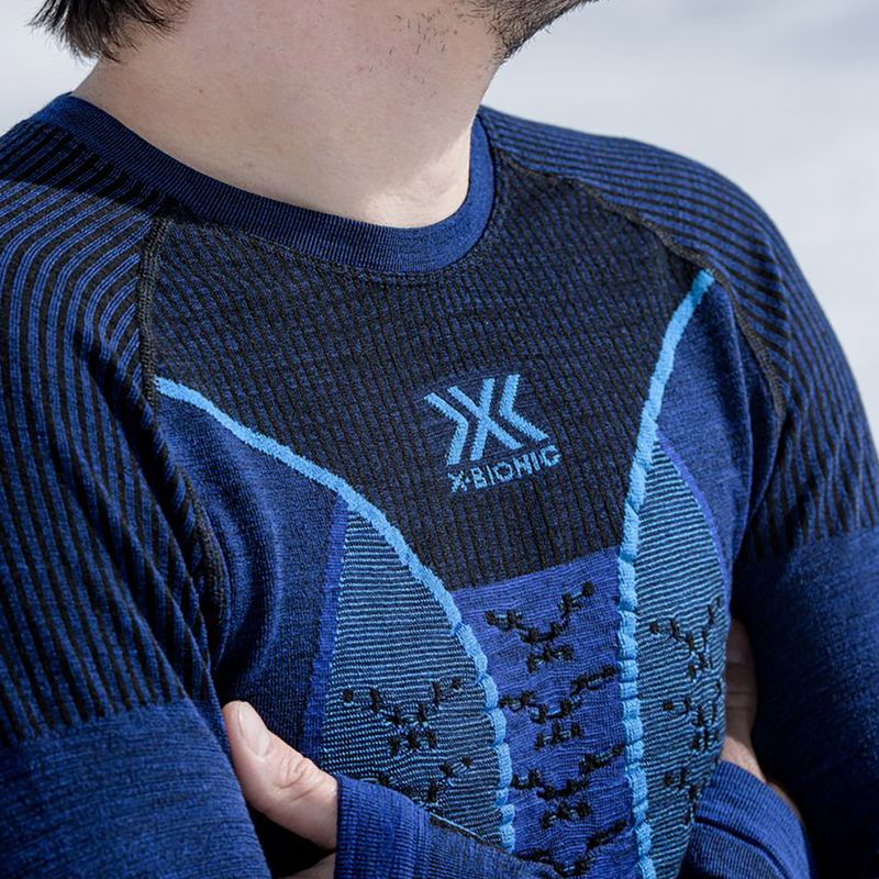 Чоловіча термоактивна кофта X-Bionic Merino dark ocean/sky blue 6