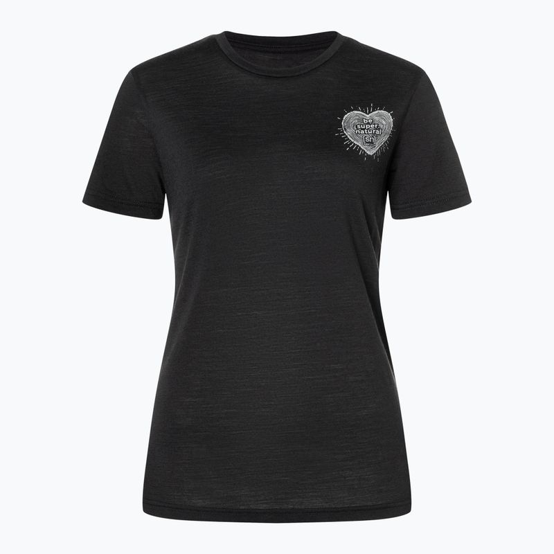 Футболка жіноча super.natural Little Heartwood Tee jet black/feather grey 4
