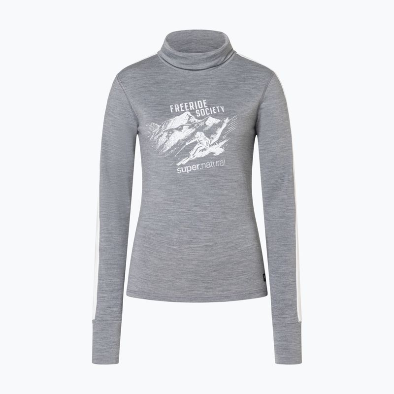 Светр жіночий Super.Natural Freeride Roll Neck cashmere grey melange / f. white / f. white 4