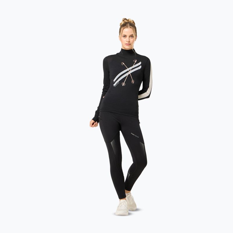 Лонгслів жіночий super.natural KryTeeede Col T-Neck Light jet black/white/mountain trail gl/white 2