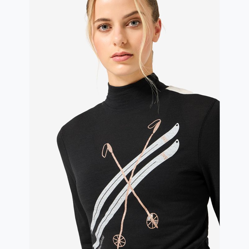 Лонгслів жіночий super.natural KryTeeede Col T-Neck Light jet black/white/mountain trail gl/white 3
