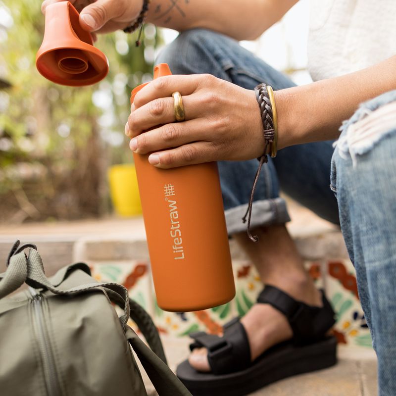 Пляшка туристична Lifestraw Go 2.0 Steel z filtrem 700 ml kyoto orange 7