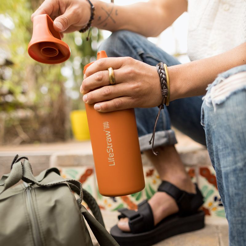 Пляшка туристична Lifestraw Go 2.0 Steel z filtrem 1 l kyoto orange 6