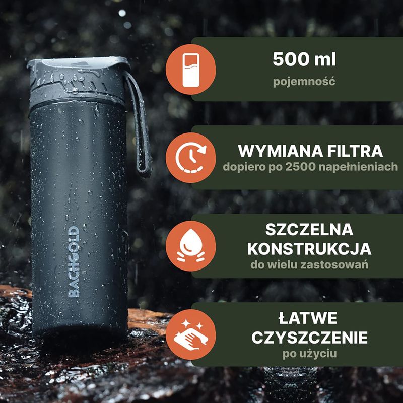 Пляшка туристична з фільтром Bachgold Selfpress Waterfilter 500 мл білий 3