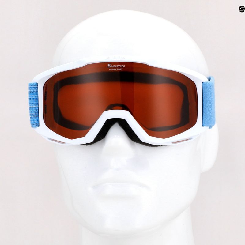 Маска лижна дитяча Alpina Piney white/skyblue matt/orange 10