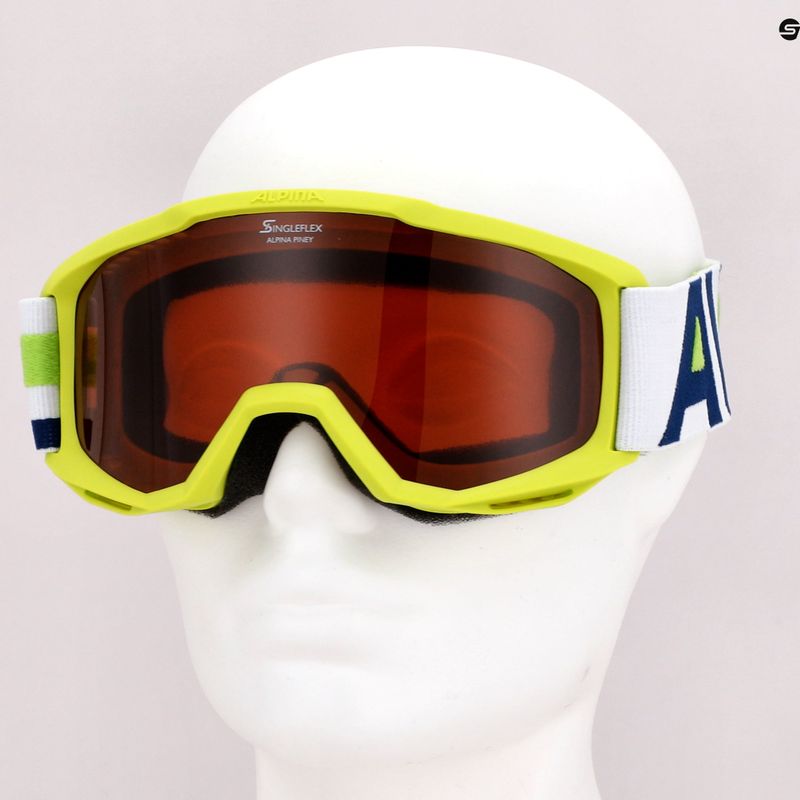 Маска лижна  дитяча  Alpina Piney lime matt/orange 7268471 7
