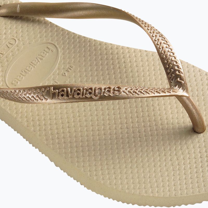 Жіночі шльопанці Havaianas Slim пісочно-сірі / світло-золотисті 12