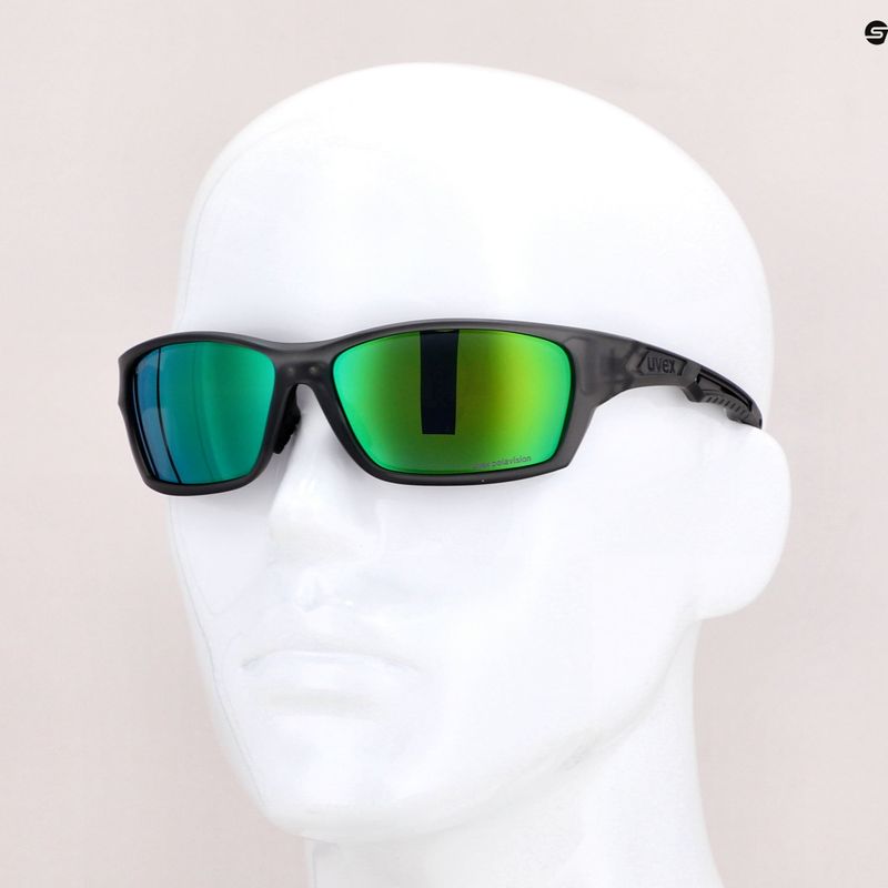 Окуляри велосипедні UVEX Sportstyle 232 P smoke mat/polavision mirror green S5330025170 6