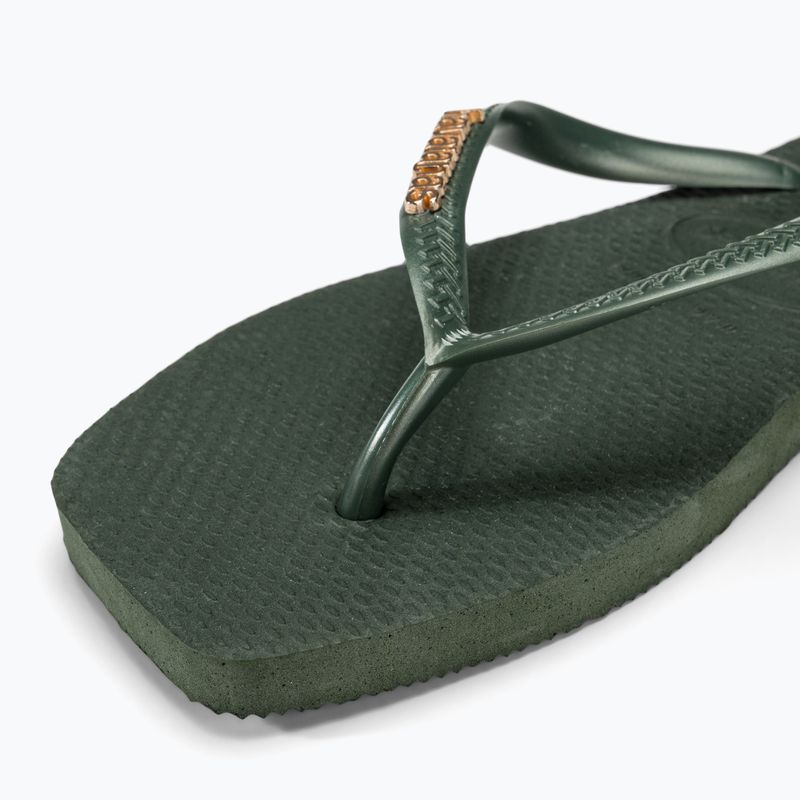 Жіночі шльопанці Havaianas квадратний логотип металік зелений оливковий 7