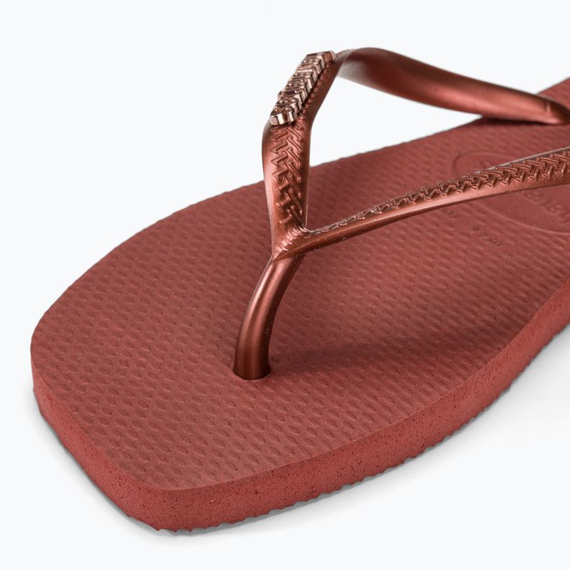 Жіночі шльопанці Havaianas з квадратним логотипом з червоного дерева металік 7