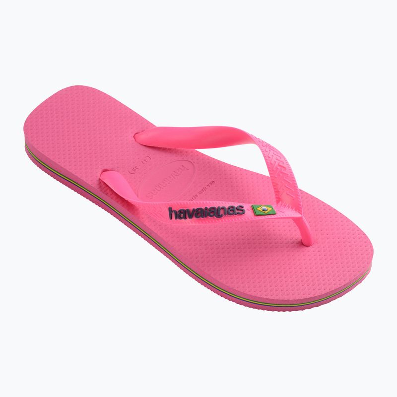 Шльопанці Havaianas Brasil Logo Неонові шльопанці рожевий флюс / рожевий флюс 8