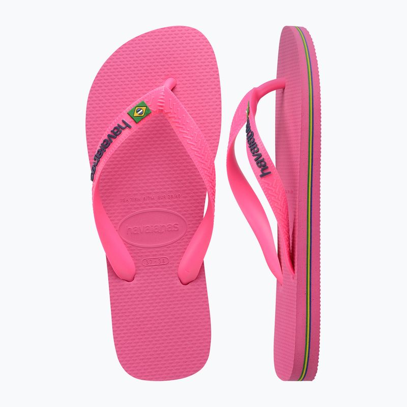 Шльопанці Havaianas Brasil Logo Неонові шльопанці рожевий флюс / рожевий флюс 11