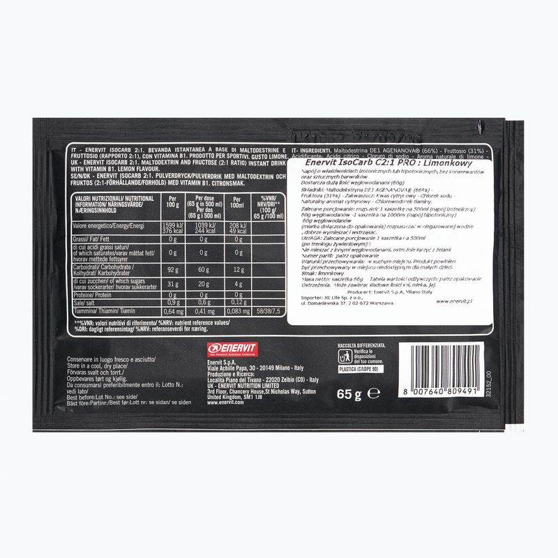 Напій ізотонічний Enervit C2:1 Isocarb 65 г mild lemon 2