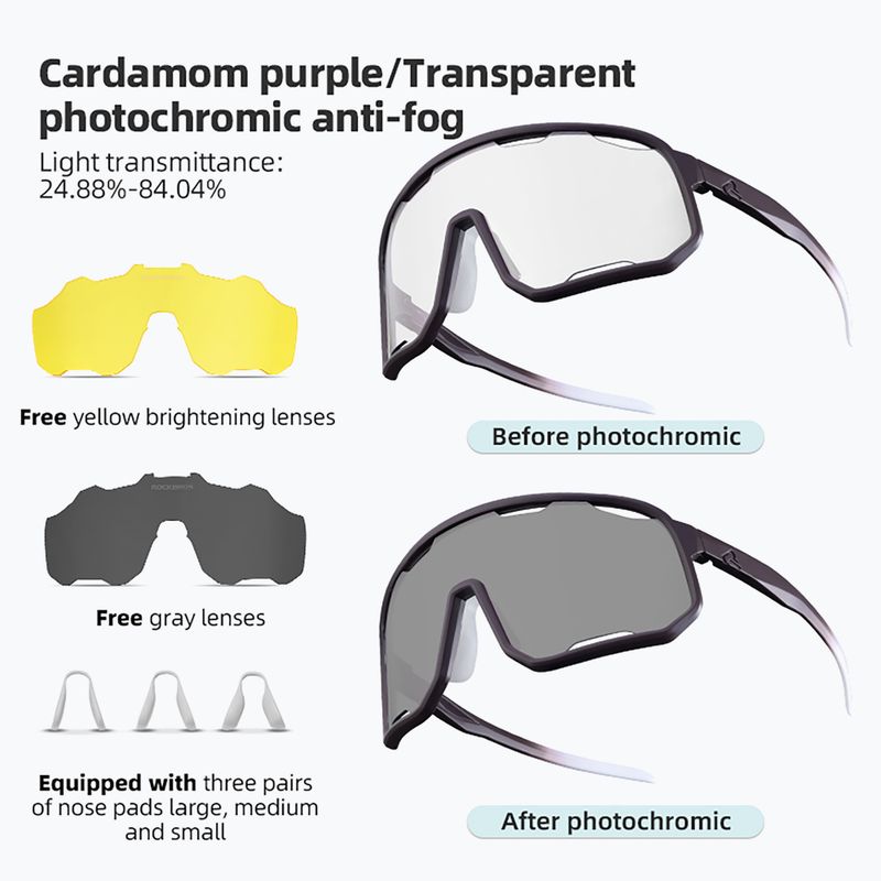 Окуляри сонцезахисні Rockbros 14210010 Photochromic purple/transparent/yellow/clear 2