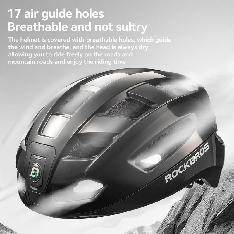 Шолом велосипедний Rockbros 100036001 With Remote Control and Warning Light black 2