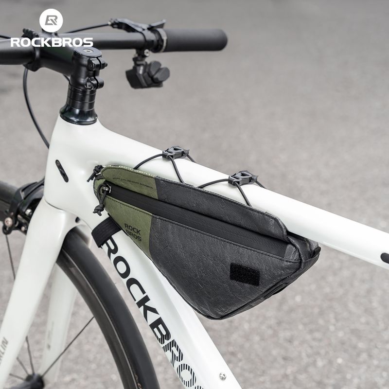 Сумка велосипедна на раму Rockbros 30180033001 Eco-Friendly 2in1Bike Frame Bag with Shoulder Strap black/green 2