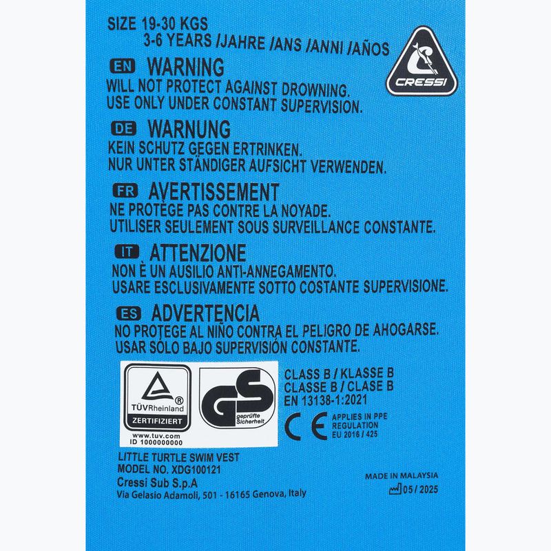 Жилет для плавання дитячий Cressi Little Turtle yellow/azure 4