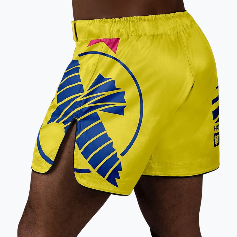 Шорти для тренувань чоловічі Hayabusa Icon Mid-Thigh MMA yellow/blue 3