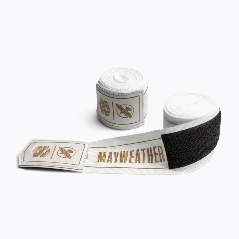 Бинти боксерські Hayabusa Mayweather Stretch Hand Wraps 450 см white/gold 2