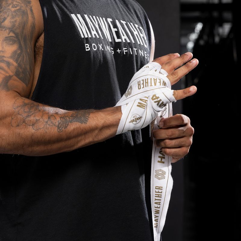Бинти боксерські Hayabusa Mayweather Stretch Hand Wraps 450 см white/gold 5