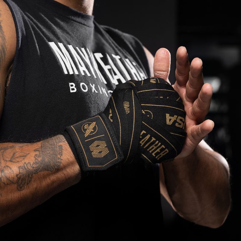 Бинти боксерські Hayabusa Mayweather Stretch Hand Wraps 450 см black/gold 8