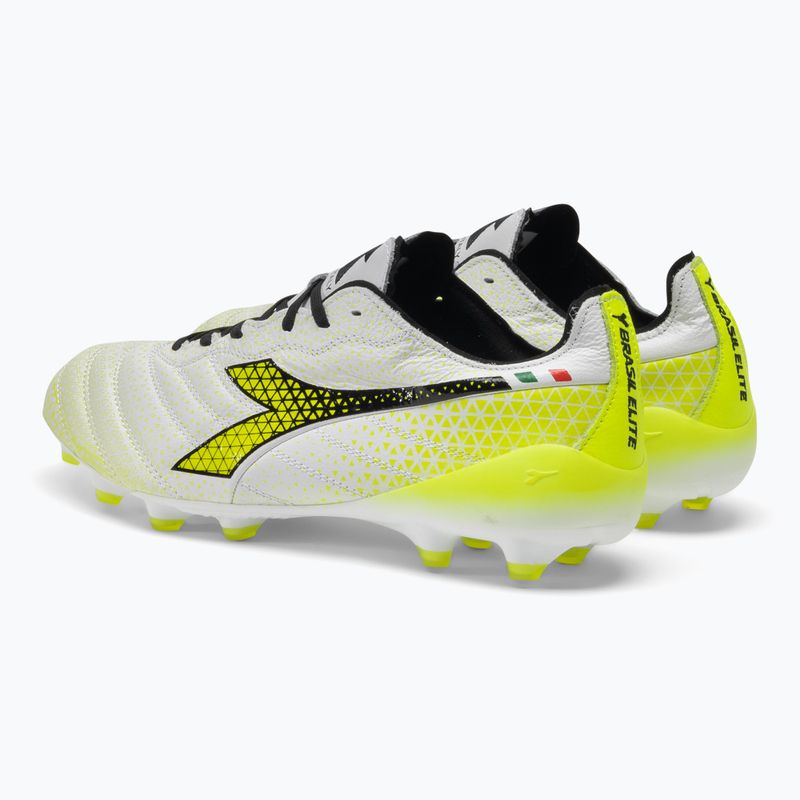 Чоловічі футбольні бутси Diadora Brasil Elite Tech GR ITA LPX білі/чорні/флуо жовті 3