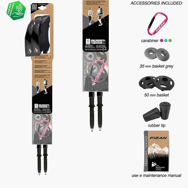 Палиці трекінгові  Fizan Compact MS magenta 7