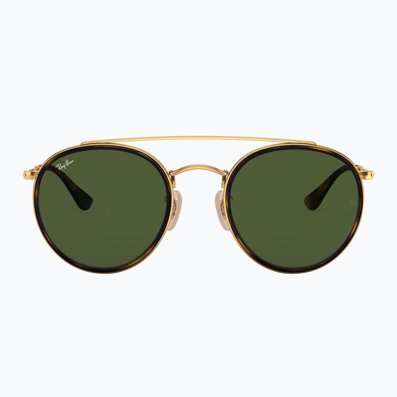 Окуляри сонцезахисні Ray-Ban Round Double Bridge arista gold/green g-15 2